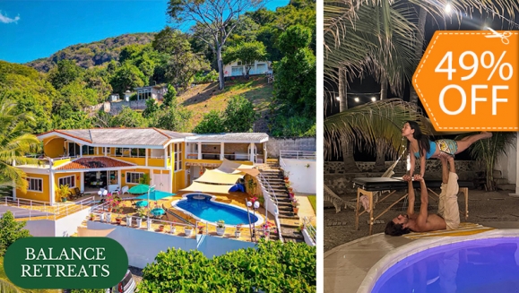 [Imagen:¡Experiencia Deluxe de Yoga Frente al Mar (17 Enero)! ¡Paga $84 en Lugar de $164 y Disfruta 1 Noche de Alojamiento en Elegante Mansión en Bahía Dorada, La Libertad + Alimentación + Meditación Guiada y Bienestar! ¡18 Cupones Disponibles!]