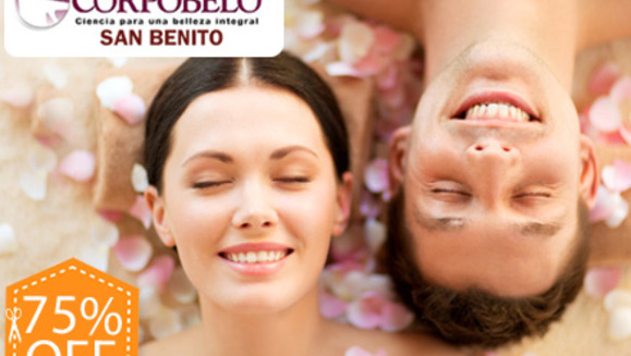 [Imagen:¡Paga $25 en lugar de $100 por Paquete Facial de Rejuvenecimiento que incluye: 1 Sesión de Lifting Facial + 1 Sesión de Colágeno con Limpieza Facial + 1 Sesión de Elastina con Limpieza Facial en Corpobelo San Benito!]