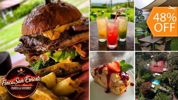 [Imagen:¡Disfruta un Delicioso Plan en Comasagua! ¡Paga $22 en Lugar de $42.50 por 2 Hamburguesas a Elección entre: Pollo, Res o Cerdo Ahumado + Papas + Postres: 2 Rollos de Pavlova + 2 Limonadas de la Casa!]