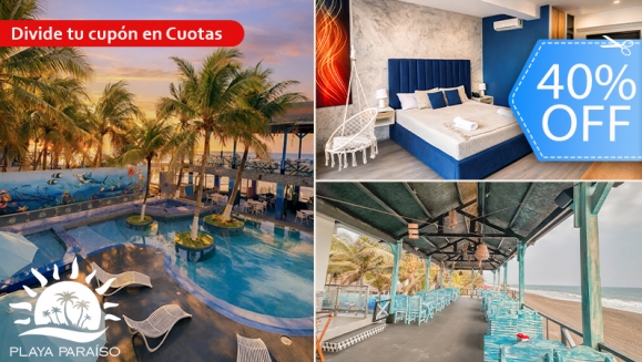 [Imagen:¡Paga Q450 en Lugar de Q750 por Estadía de 1 Noche Para 2 Personas en Monterrico: Habitación Deluxe King con A/C + 1 Cama King + Ducha y Baño Privado + Televisión + Piscinas + Acceso a Playa Privada y Más!]