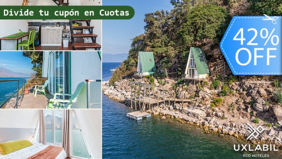 [Imagen:¡Paga Q750 en Lugar de Q1,290 por Estadía de 3 Días y 2 Noches para 2 Adultos en Cabaña Equipada Frente al Lago de Atitlán, Incluye: 4 Desayunos + Uso de Kayaks + 1 Hora de Sauna +  Impuestos Incluidos + Parqueo!]