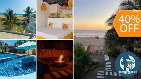 [Imagen:¡Plan Playero en Pareja! ¡Paga $107 en Lugar de $179 por Estadía Para 2 Personas en Ocean Paradise, Playa Barra de Santiago, Ahuachapán! ¡Solo 18 Cupones Disponibles!]