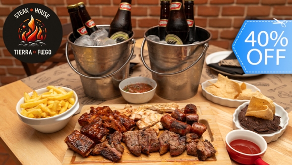 [Imagen:¡After Office! ¡Paga Q299 en Vez de Q500 por Parrillada Mixta de 2 Lb que Incluye: Puyazo o Lomito + Costilla de Cerdo BBQ + Filete de Pollo + Chorizo Argentino + Chimichurri + Chirmol + 2 Acompañamientos a Elección + 1 Cubetazo de 6 Cervezas Gallo!]
