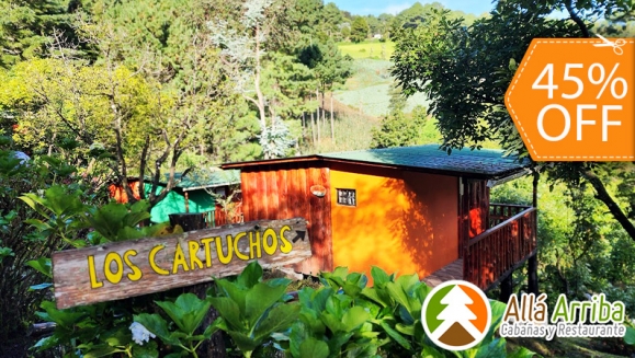 [Imagen:¡Paga $60 en Lugar de $110 por 1 Noche en Cabaña para 2 Adultos y 2 Niños o para 3 Adultos + Desayunos Continentales + 30 Minutos de Juegos de Mesa + Caminata en Bosque + Visita al Vivero de Hortalizas + Entretenimiento y Más!]