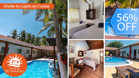 [Imagen:¡Descanso Total en Monterrico! ¡Paga Q399 en Lugar de Q900 por Estadía Hasta Para 4 Personas, Habitaciones con Aire Acondicionado, Piscina, Playa e Impuestos Incluidos!]