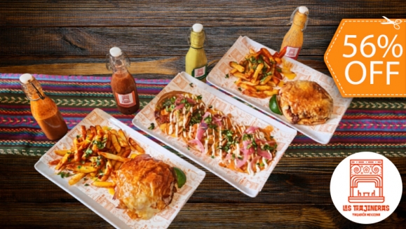 [Imagen:¡Prepárate Para Una Explosión de Sabor! ¡Paga $12 en Lugar de $26.99 por 2 Tortas Burgers con Costra de Queso y  Carne a Elección Entre: Pollo, Pastor, Hawaiana, de Birria o Mixta + 2 Papas Fritas + 3 Huarachitos!]