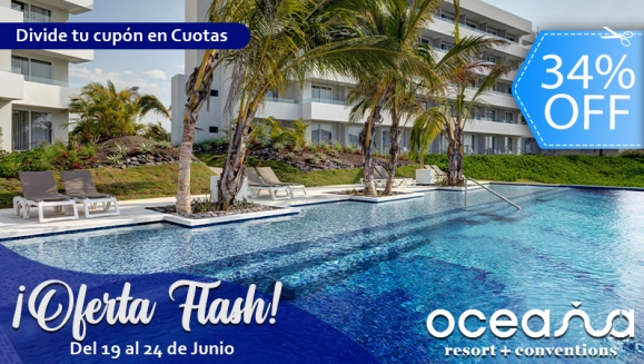 [Imagen:¡OFERTA FLASH! ¡Oceana Resort TODO INCLUIDO del 19 al 24 de Junio! ¡Paga Q1,999 en Lugar de Q3,040 por Estadía Familiar para 2 Adultos y 2 Niños (De 0 a 5 Años) en Habitación Doble Standard + Impuestos Incluidos CUPOS LIMITADOS!]