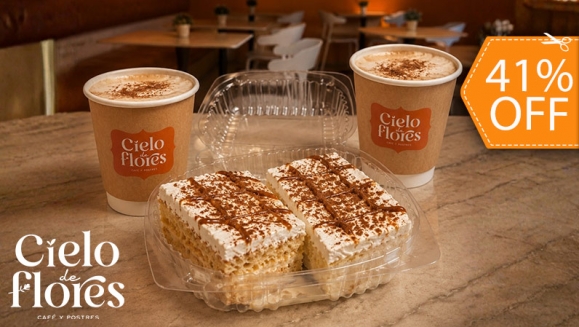 [Imagen:¡Dulce Antojo Para 2! ¡Paga $6 en Lugar de $10.20 por 2 Porciones de Postre Tres Leches + 2 Capuchinos de 8 Oz!]
