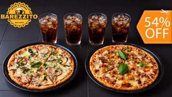 [Imagen:¡Ligeras, Artesanales y Deliciosas! ¡Paga $18 en Lugar de $38.86 por 2 Pizzas de Pan Masa Madre de 8 Porciones c/u con Especialidad a Elección: Queso, Traviata, Pepperoni, Jamón o Chicharrón + 4 Sodas!]