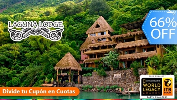 [Imagen:¡Paga Q1,218 en Lugar de Q3,611 por Estadía para 2 Personas + Uso de Kayaks + Cóctel de Bienvenida + Entrada a Reserva Natural y Más en el Hotel 5 Estrellas Laguna Lodge Eco Resort en Atitlán!]