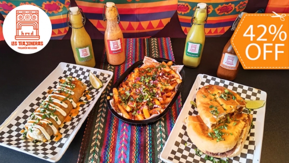 [Imagen:¡Festín Mexicano a la Vista Para 2 Personas! ¡Paga $12 en Lugar de $20.75 y Elige tu Combo Favorito: A) Burrito XL + Torta, B) 2 Tortas o C) 2 Burritos XL con Carne a Elección: Pollo, Pastor, Hawaiano o Mixto + Entrada de Choripapas!]