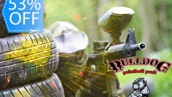 [Imagen:¡Paga Q35 en lugar de Q75 por Paquete de Paintball (Kit de 75 Pulgas) que incluye: 75 Paintballs + Marcadora + Tanque CO2 + Máscara + Hooper + Chaleco Protector + Jersey en Bulldog Paintball Park!]