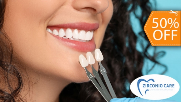 [Imagen:¡Sonrisa Natural, Estética y Resistente! ¡Paga $230 en Lugar de $460 por 1 Pieza de Zirconio Estratificado a Elección: Corona o Carilla + Limpieza con Ultrasonido + Diseño Digital de Sonrisa!]