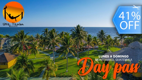 [Imagen:¡Paga Q250 en Lugar de Q425 por Day Pass para 2 en Utz Tzaba Beach, Monterrico + Vale de Q125 Consumibles en El Menú Abierto del Restaurante!]