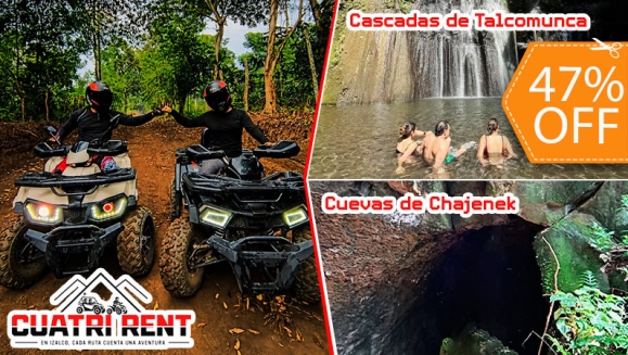 [Imagen:¡Elige tu Aventura en Izalco, Sonsonate: Cuevas Misteriosas o Cascada Escondida! ¡Paga $130 en Lugar de $246 por 3 Horas de Recorrido en 4 Cuatrimotos para 4 Personas!]