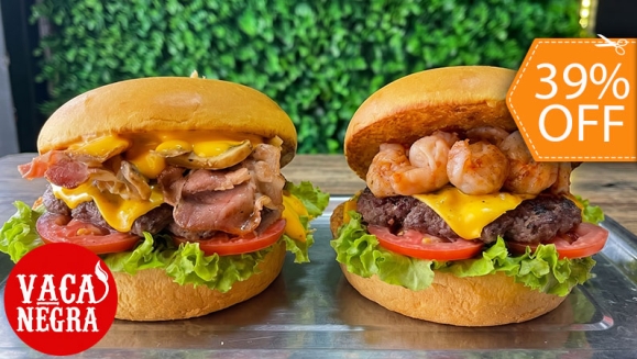 [Imagen:¡Dupla Deliciosa! ¡Paga $11 en Lugar de $17.96 por 2 Hamburguesas: “Camaronera” y “Cheesy Bacon" + 2 Papas Fritas + 2 Limonadas Naturales de la Casa!]