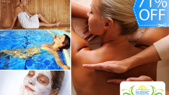 [Imagen:¡Paga Q189 en lugar de Q645 por Día de Spa con Uso Ilimitado de Sauna, Jacuzzi e Hidroterapia + Masaje Relajante Profundo Hawaiano+ Mascarilla Facial de arcilla mineralizante + Tonificación con florales del Dr. Bach + Té Relajante en Le Suisse Spa!]