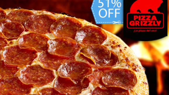 [Imagen:¡Paga Q90 en lugar de Q182 por 2 Pizzas Grandes de 14” a elección en Pizza Grizzly!]
