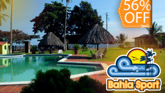 [Imagen:¡Paga $33 en lugar de $75  por estadía de dos días y una noche para 6 personas + 6 bebidas de bienvenida en Hotel Bahía Sport en la Bahía de Jiquilisco! ¡Sólo 93 cupones disponibles!]