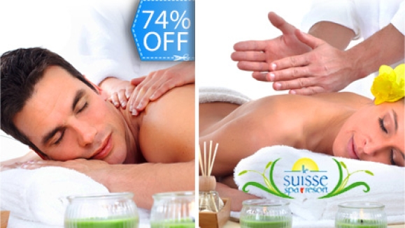 [Imagen:¡Paga Q189 en lugar de Q725 por Día de Spa con Jacuzzi, Sauna e Hidroterapia + Masaje Relajante Muscular Hawaiano + Mascarilla Facial del Mar Muerto + Tonificación con Florales del Dr. Bach + Exfoliación Corporal + Té Relajante en Le Suisse Spa!]