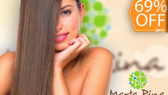 [Imagen:¡Sin importar largo o volumen! ¡Paga $39 en lugar de $125 por Alisado de Keratina de Chocolate +  Lavado Spa +  Tratamiento Hidratante + Masaje Capilar +  Secado o Planchado + Corte o Limpieza de Puntas en Marta Rina Salón!]