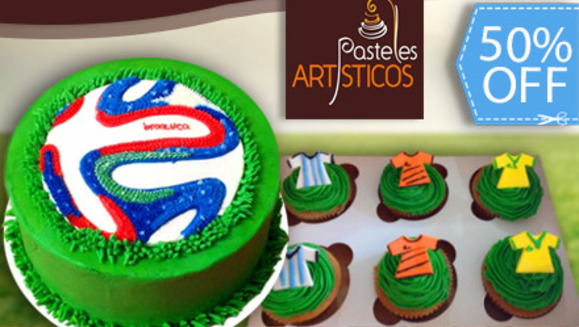 [Imagen:¡Cómete un Gol! ¡Paga Q75 en lugar de Q150 por Pastel Decorado Tipo Brazuca de 15 Porciones ó 12 Cupcakes Mundialistas Decorados de tu selección favorita!]