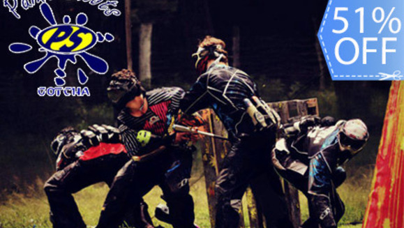 [Imagen:¡Paga Q39 en lugar de Q80 por 100 Paintballs + Paquete de Juegos que Incluye: Máscara, Marcadora Semiautomática, Protector de Cuello, Chaleco, Camisa, Tapón de Seguridad  y Recarga  de Aire Ilimitada en Paint Shots  Gotcha!]