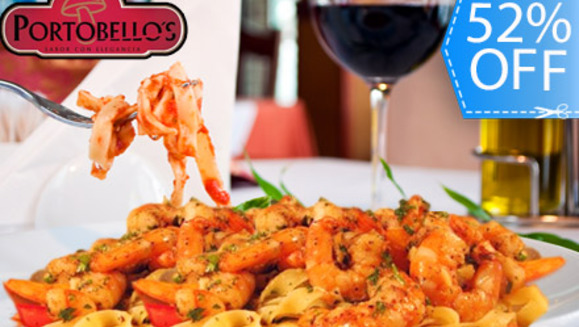 [Imagen:¡Paga Q139 en lugar de Q288 por 2  Platos de Pasta Premium  a Elección: Camarones, Alfredo, Marinara, Pesto, Hongos ó  Rosato + 2 Copas de Vino ó Bebida a Elección en el Exclusivo Restaurante  Portobello’s!]