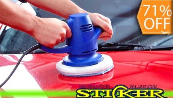 [Imagen:¡Paga $19 en lugar de $66 por Restauración de Pintura (Robin, Abrillantador, Pasteado a Máquina Marca 3M) + Lavado + Aspirado + Siliconado + Lavado de Motor o Pulido o Polarizado de Silvines + Sticker Personalizado + Pinito de Aroma en Sticker City!]