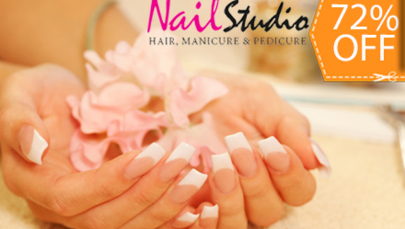 [Imagen:¡Paga $12.50 en lugar de $45 por Set de Uñas Acrílicas OPI + Exfoliación + Brillo UV + Manicure + Maquillaje en Manos o Pies en Nail Studio!]