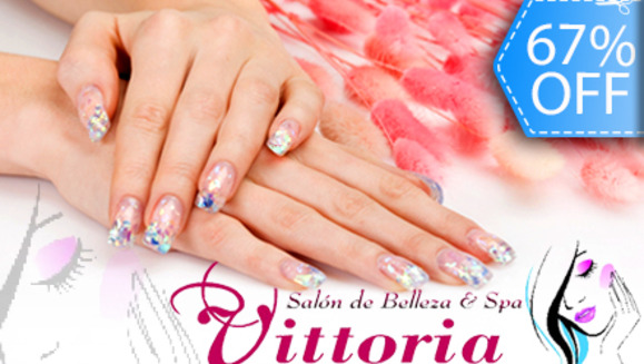 [Imagen:¡Paga Q75 en lugar de Q225 Set de Uñas Acrílicas con Decoración a Elección entre Glitter, Sticker, Hilo, Piedras o Colores en Gelish + Manicure Express en Salón de Belleza y Spa Vittoria!]