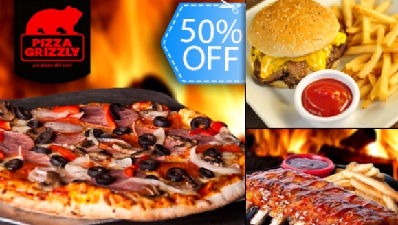 [Imagen:¡Paga Q150 y Consume Q300 en Todo el DeliciOso Menú de Alimentos y Bebidas en Pizza Grizzly La Jungla Z.9!]