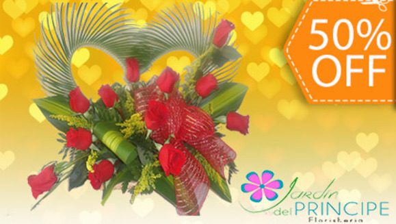 [Imagen:¡Paga $23.50 en lugar de $47 por Arreglo Floral de Rosas Naturales en forma de Corazón en Floristería Jardín del Príncipe! ¡SÓLO 103 CUPONES DISPONIBLES!]