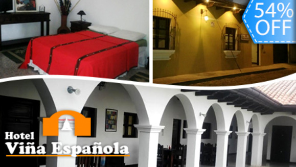 [Imagen:¡Paga Q299 en vez de Q650 por Estadía de una noche para 2 Personas en Habitación Doble + 2 Desayunos + Impuestos Incluidos en el Nuevo Hotel Viña Española en Antigua Guatemala!]