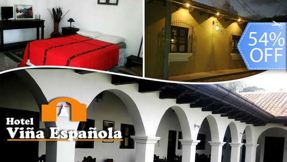 [Imagen:¡Paga Q299 en vez de Q650 por Estadía de 1 Noche para 2 Personas en Habitación Doble + 2 Desayunos y Más en el Nuevo Hotel Viña Española en Antigua Guatemala!]