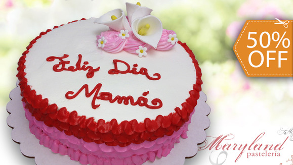 [Imagen:¡Paga $19.50 en vez de $39 por Pastel Decorado para Mamá de 25 Porciones con Relleno Premium en Maryland Pastelería!]