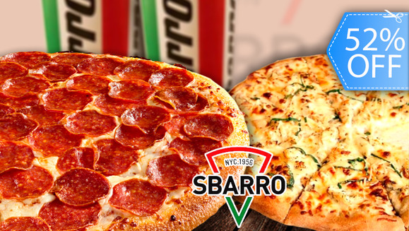 [Imagen:¡Paga Q49 en lugar de Q103 por Pizza Grande de 14” a Elección + 2 Bebidas en Sbarro!]