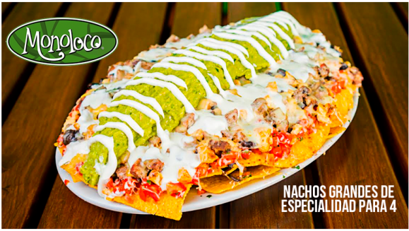 [Imagen:¡Paga Q99 en lugar de Q168 por 1 Plato de Nachos Grandes de Especialidad para 4 Personas: Vegetarianos, Pollo, Lomito o Mixtos!]
