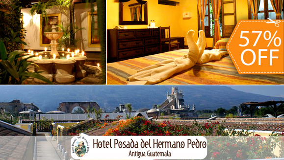 [Imagen:¡Paga $43 en vez de $100 por Estadía de 1 Noche para 2 Personas en Habitación Doble + 2 Desayunos Buffet en Hotel Posada del Hermano Pedro, Antigua Guatemala!]