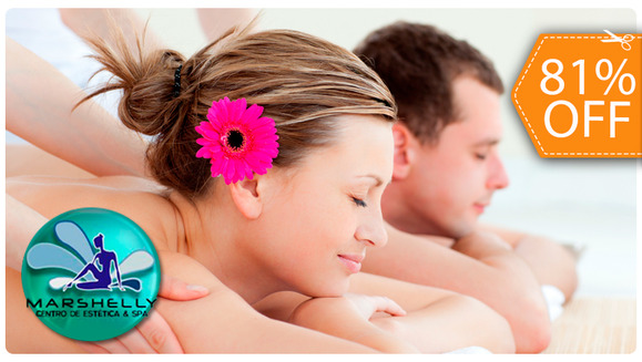 [Imagen:¡Paga $22 en lugar de $115 por Paquete Relajante que Incluye: 2 Masajes Relajantes + 2 Terapias de Piedras Calientes + 2 Hidroterapias + 2 Ondas de Choque para Dolor en Marshelly!]