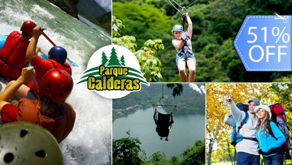 [Imagen:¡Paga Q145 en vez de Q295 por 1 Día de Aventura con: Canopy de Bosque y de Laguna + Rappel + Columpio Gigante + Balsa con Remos + Caminata en Bosque Virgen en Parque Calderas!]