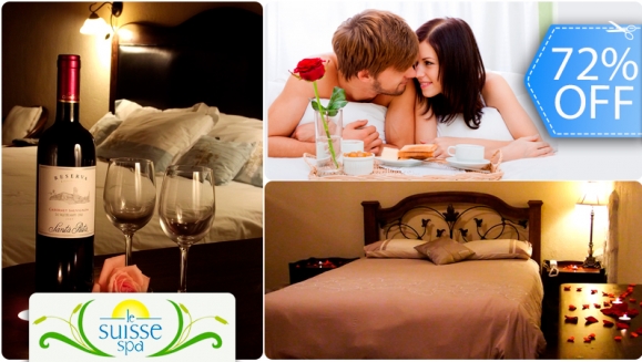 [Imagen:¡Paga Q449 en vez de Q1,600 por Estadía de 1 Noche para 2 en Habitación con Chimenea + Spa para 2 con Masajes de Bambuterapia, Mascarillas Faciales y Té Relajante + Jacuzzi, Sauna e Hidroterapia Ilimitados + Botella de Vino en Le Suisse Spa!]