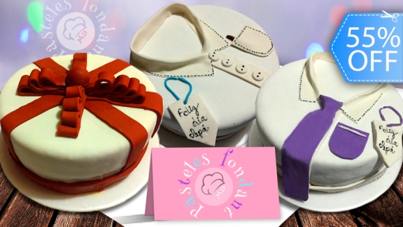 [Imagen:¡Paga Q225 en vez de Q499 por Pastel Fondant Decorado para Papá de 25 Porciones + Placa Personalizable y Más en MD Pasteles Fondant!]