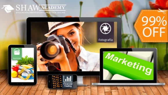 [Imagen:¡Paga $20 en vez de $1400 por Paquete de 4 Cursos Online que Incluyen: Financial Trading + Marketing Digital + Fotografía + Nutrición con Shaw Academy!]