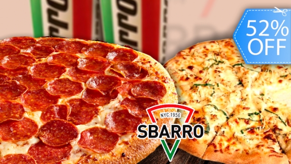 [Imagen:¡Paga Q49 en vez de Q103 por Pizza Grande de 14 Pulgadas a Elección + 2 Bebidas en Sbarro!]