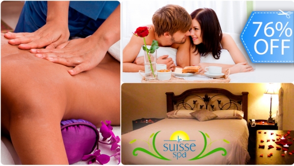 [Imagen:¡Paga Q374 en vez de Q1,550 por Estadía para 2 Personas en Habitación con Chimenea + Día de Spa para 2 (Masajes Relajantes, Mascarillas Faciales, Té Relajante) + Uso de Instalaciones en Le Suisse Spa!]