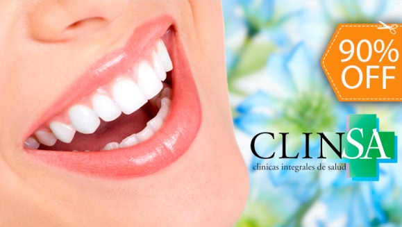 [Imagen:¡Paga $18 en lugar de $180 por 1 Relleno Estético de Resina + Aclarado con Aeropulidor + Limpieza Dental con Ultrasonido + Aplicación de Flúor y Diagnóstico con Cámara Intraoral en CLINSA!]