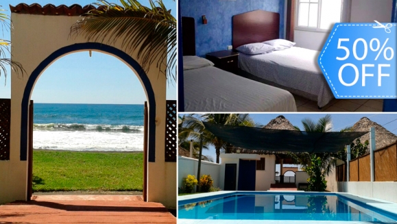 [Imagen:¡Paga Q1,260 en lugar de Q2,500 por Estadía de 1 Noche Hasta para 10 Personas en Casa Totalmente Equipada a Orilla del Mar que Incluye: 4 Habitaciones con A/C + Piscina Privada + Sala, Comedor, Cocina, Área de Hamacas y Más en Casa Cayman Monterrico!]