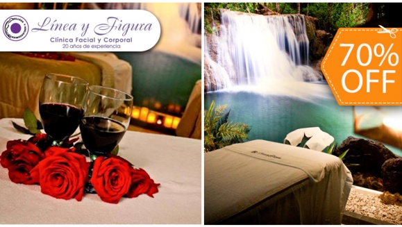 [Imagen:¡Paga $18 en lugar de $60 por Sesión de Relajación en Pareja que incluye: 2 Masajes de Piedras Calientes + 2 Copas de Vino Tinto + Aromaterapia en Línea y Figura!]