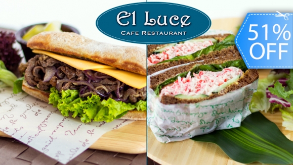 [Imagen:¡Paga Q79 en vez de Q160 por 2 Exquisitos Menús de Sándwich Gourmet a Elección + 2 Bebidas a Elección en El Luce!]